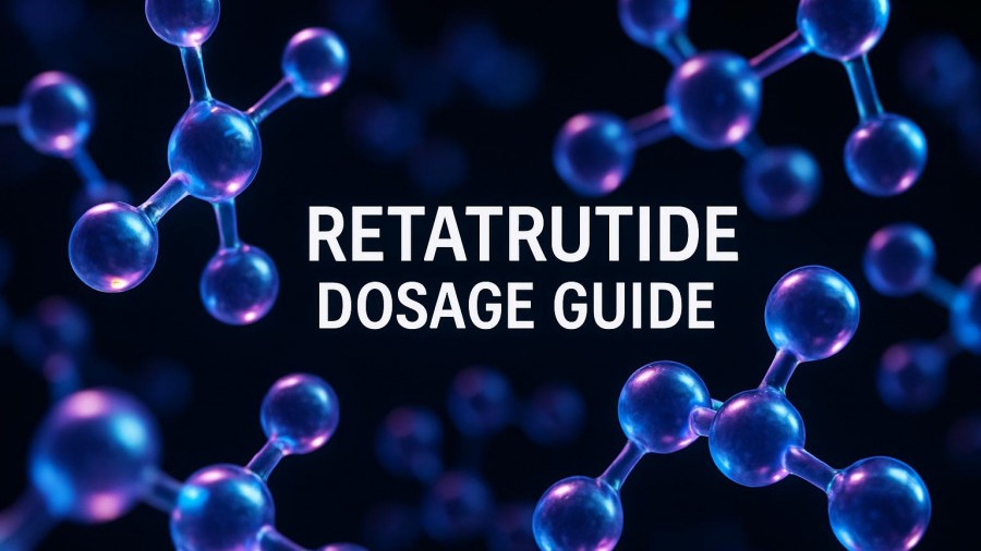 Futuristic molecular structure for peptides health lifestyle, Retatrutide Dosage Guide.