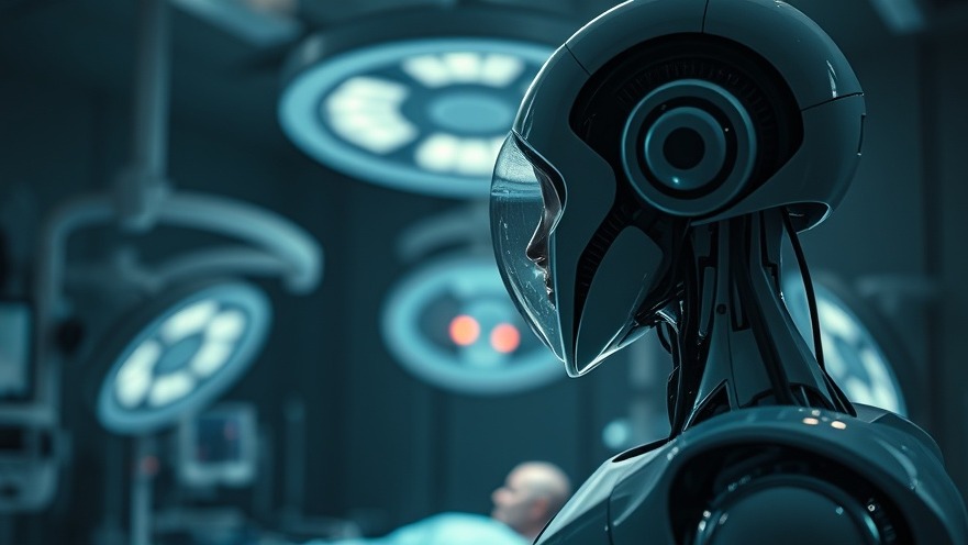 Robot observing surgery highlights AI implications for patient safety in healthcare technology.
