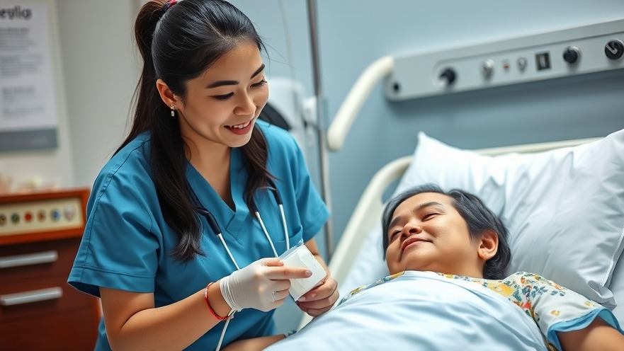 Filipino nurse addressing health disparities while caring for a patient.