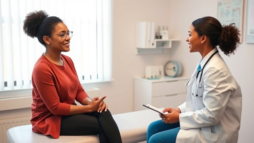 Young black woman discussing preventive healthcare and breast cancer screening with her doctor.