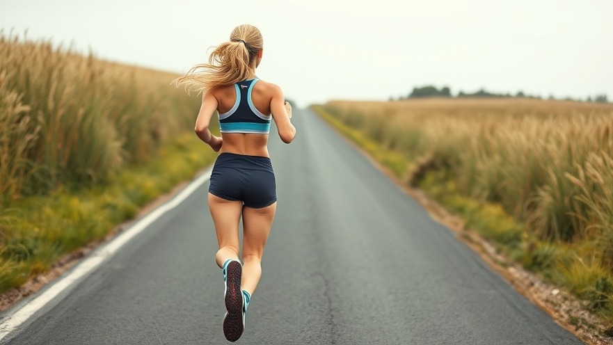 Blond woman running down a road, embodying health and wellness and fitness inspiration.