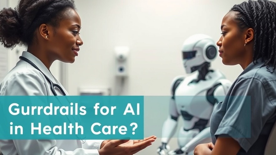 Black female doctor discussing AI health care ethics with a patient in a modern exam room.