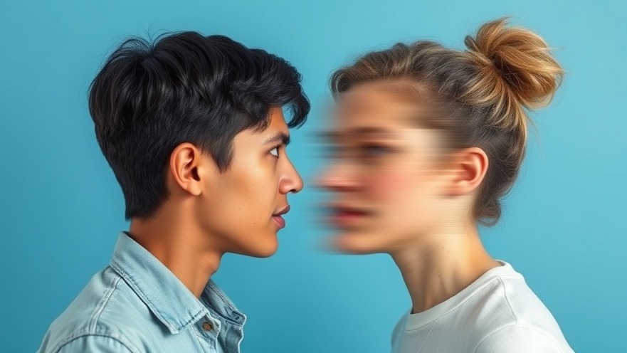Person face-to-face with a blurred figure, symbolizing prosopagnosia and social anxiety.