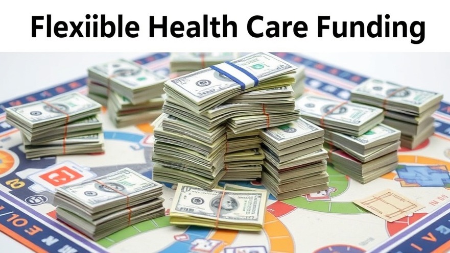 Flexible health care funding represented by piles of money on a game board.