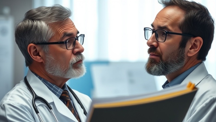 Doctor puzzled over patient file, highlighting medical misdiagnosis challenges.