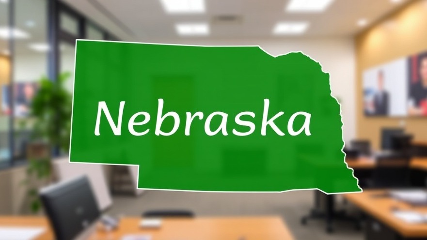 Nebraska highlighting health access and community wellness in a blurred office background.