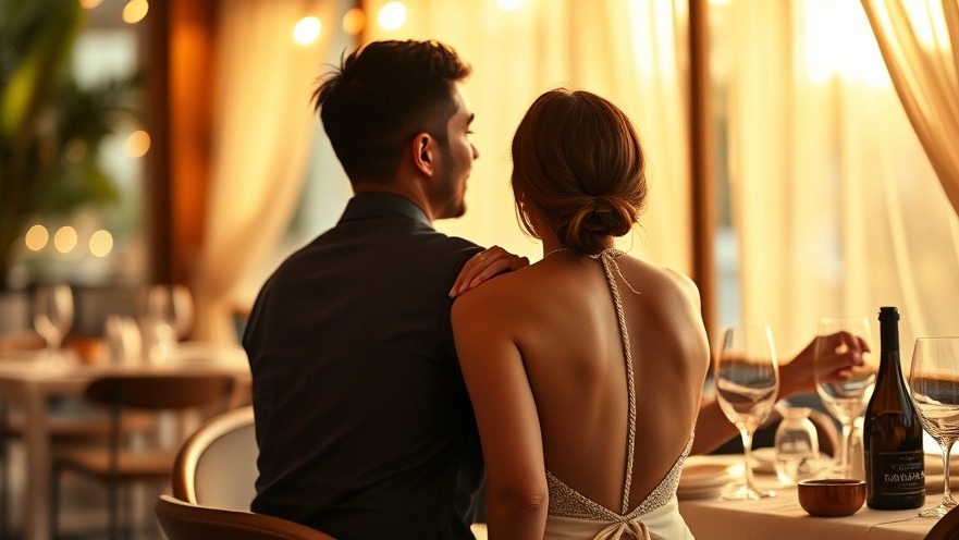 Hispanic woman in halter dress enjoying dinner, celebrating psoriasis treatment breakthroughs.