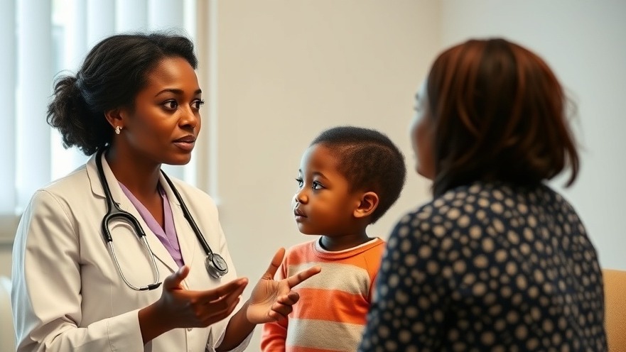 Black female doctor engages with child and mother, exemplifying patient-centered care in healthcare.