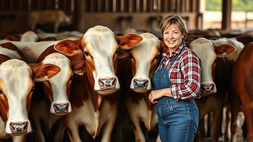 Female farmer with cattle in corrals, highlighting zoonotic diseases and health statistics.