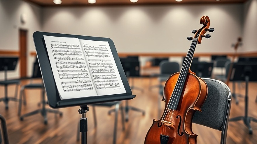 Violin and sheet music symbolizing passion in aging and community support in health and wellness.
