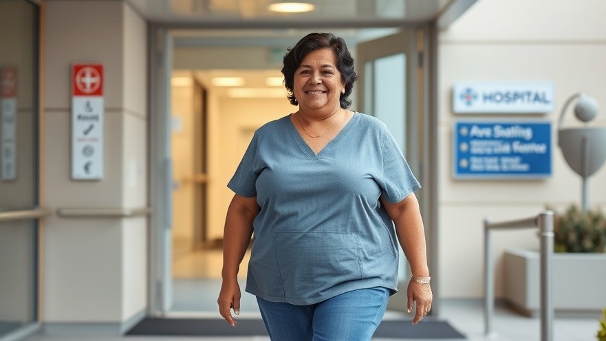Hispanic woman reflects medical trends in health and wellness after weight loss procedure