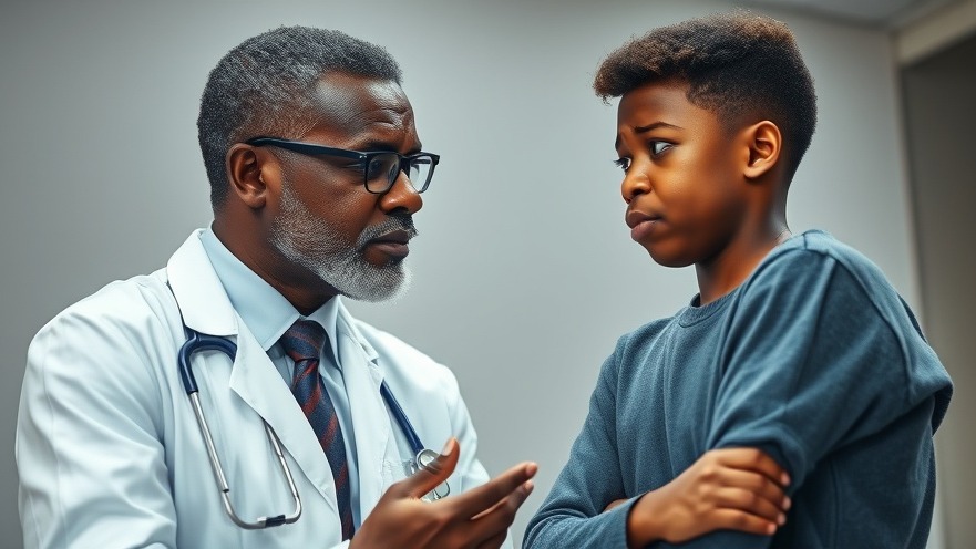 Black doctor using active listening in patient care with an emotional teenager.