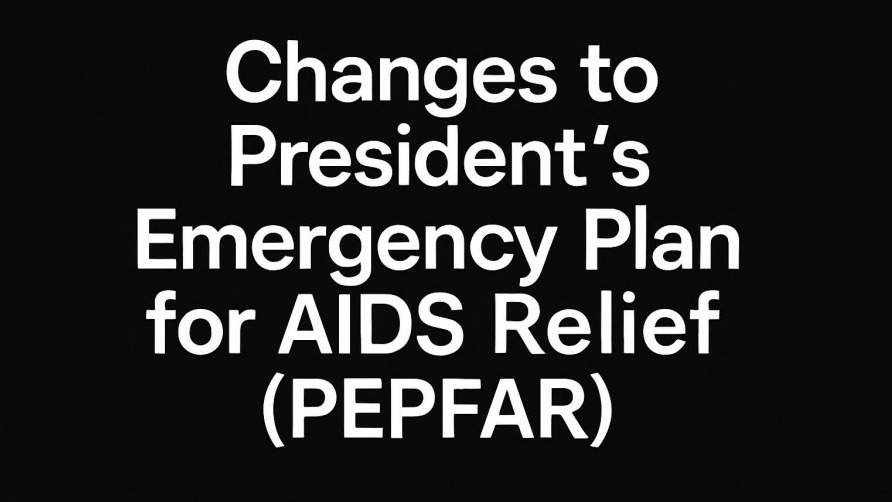 Bold white text on black background about PEPFAR and HIV prevention.