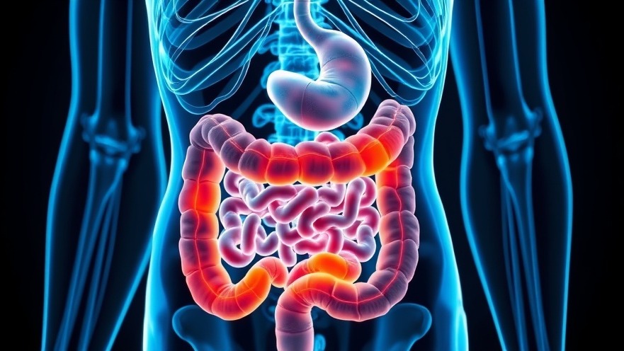 Detailed illustration of the digestive system highlighting colorectal cancer care advances.