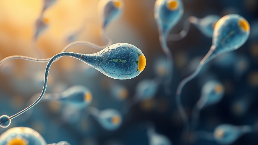 Dynamic illustration of sperm cells symbolizing male infertility insights with vibrant colors.