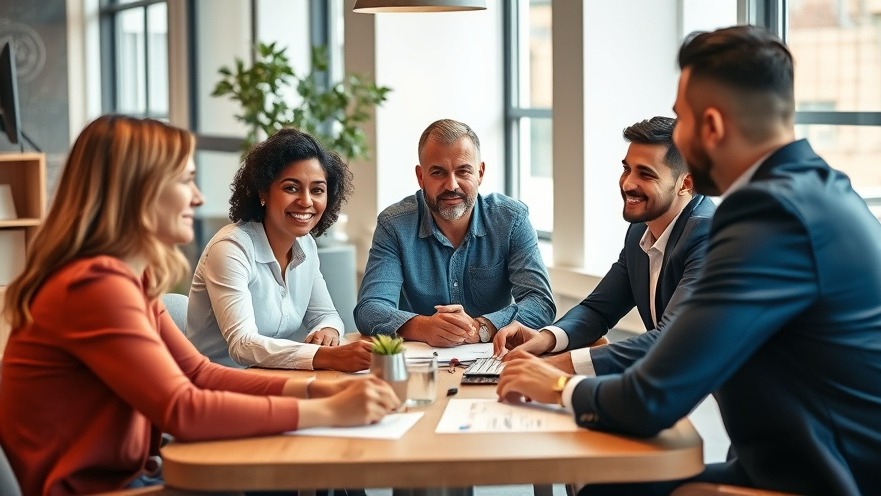 Diverse team around a table engaged in business discussion