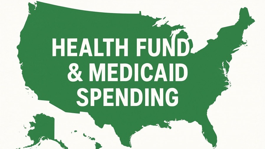 Map of the United States highlighting Medicaid impact on rural health funds.
