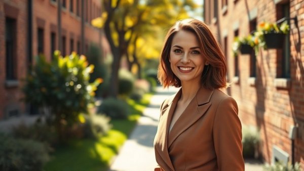 Fashionably dressed woman on Thanksgiving walk, showcasing chic style.