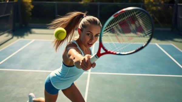 Overhead view of woman serving on tennis court, 'Do I need to meditate to be mindful'.