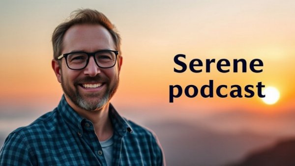 Forgiveness meditation podcast cover with calm sunset landscape.