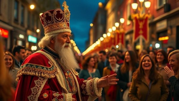 Three Kings Day celebration in Spain featuring a costumed king interacting with the crowd.