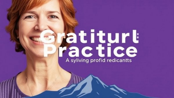 Podcast cover on Gratitude Practice with smiling woman.
