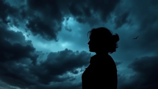 Person facing a stormy sky, reflecting on vicarious trauma coping strategies.