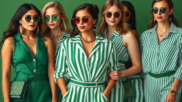 Masters Week Fashion collage of green outfits and accessories.
