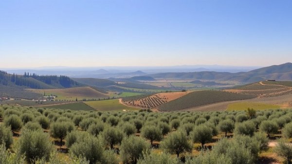 Scenic view of Spanish olive groves showcasing olive oil tourism.