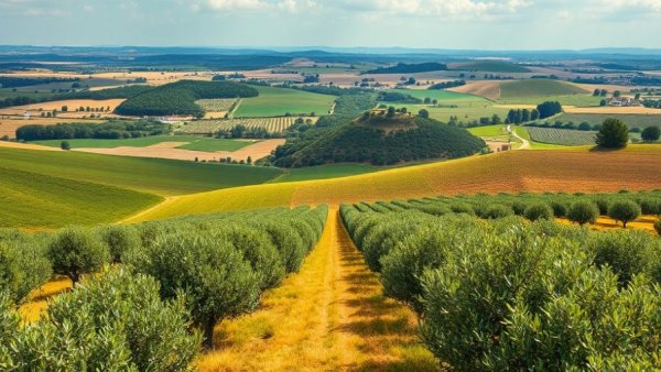 Expansive Spanish olive groves highlighting nature's bounty.