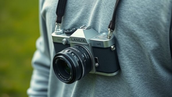 Analog camera hanging on person for mental wellness