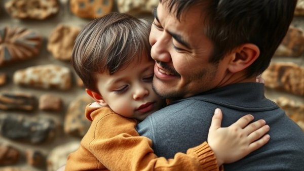 Emotional resilience in children shown by a child's comforting hug.