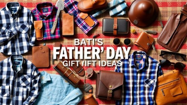 Collage of Father's Day gift ideas including fashion, tools, and accessories.