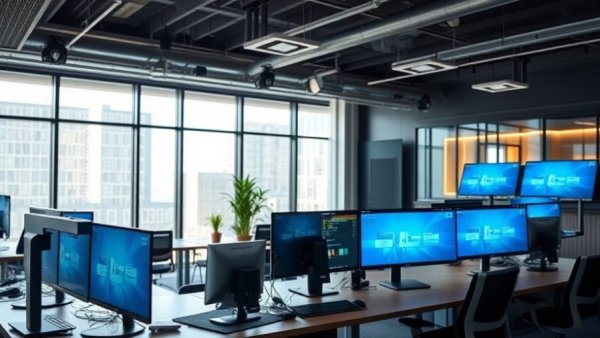 HP audio-video innovations for hybrid work in a modern office setting.