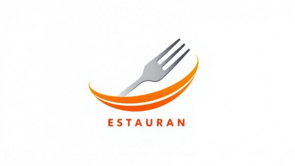 Stylized restaurant logo with fork and swoosh concept.