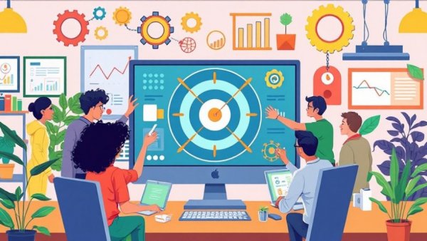 Illustration of audience targeting for auto repair with diverse characters.