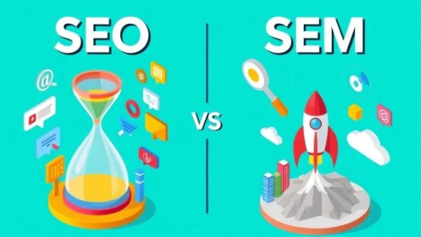 Illustrative infographic highlighting the difference between SEO and SEM.