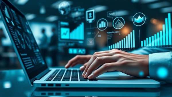 Advanced Bid Management Strategies in Paid Search Campaigns, person typing on laptop.