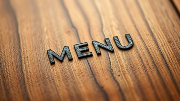 Close-up of a wood-textured food menu cover illustrating menu engineering concepts.