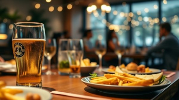 Close-up of a dining table with drinks, showcasing culinary lessons.