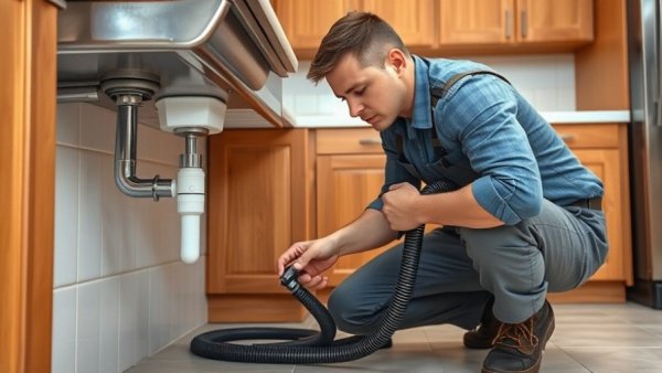 Plumber demonstrating drain cleaning skills for expanding plumbing business.