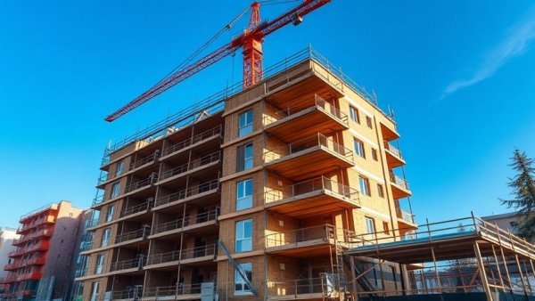 Construction site of wooden apartments under Bipartisan Housing Bill.