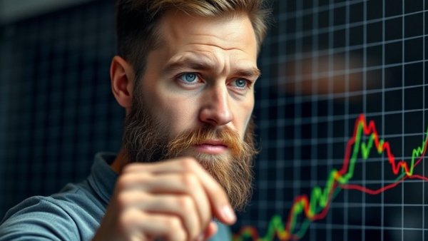 Confident man analyzing graph 'You're 28 Minutes Away From Never Being Broke Again.'