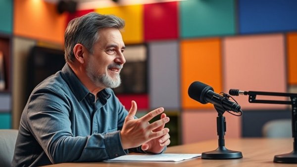 Gary Vaynerchuk discussing business insights in vibrant podcast studio setting.