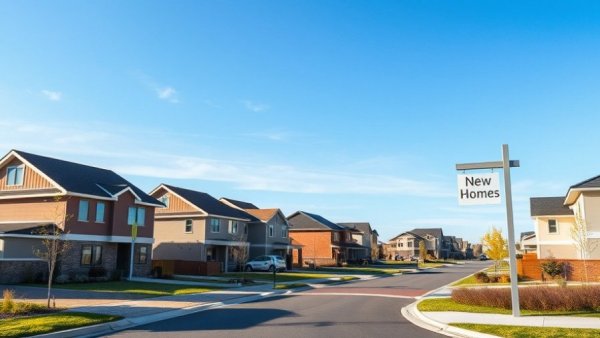 Modern homes for sale in a neighborhood as mortgage rates fall.