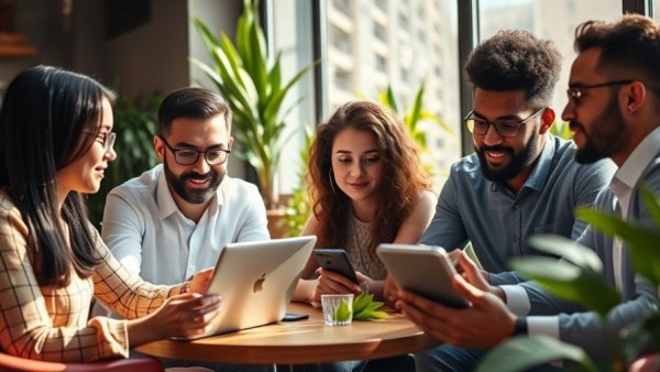 Team discussing user experience design for a small business.