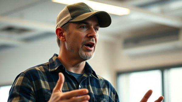 Casually dressed man speaking passionately, you don't need permission.