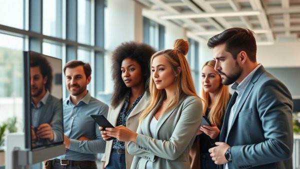 AI-generated video ads new standard for attention in a modern office.