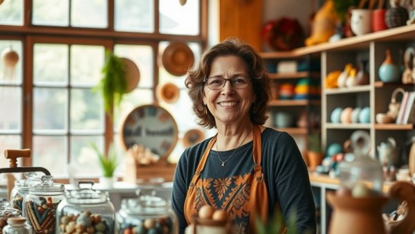 Businesswoman thriving with SBA Express Loan Program in her craft shop.