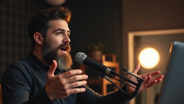 Bearded man passionately speaking in podcast studio, Most People Don't Change.